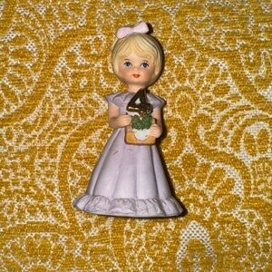 Enesco Figurine with Lavender Dress and Gold Number